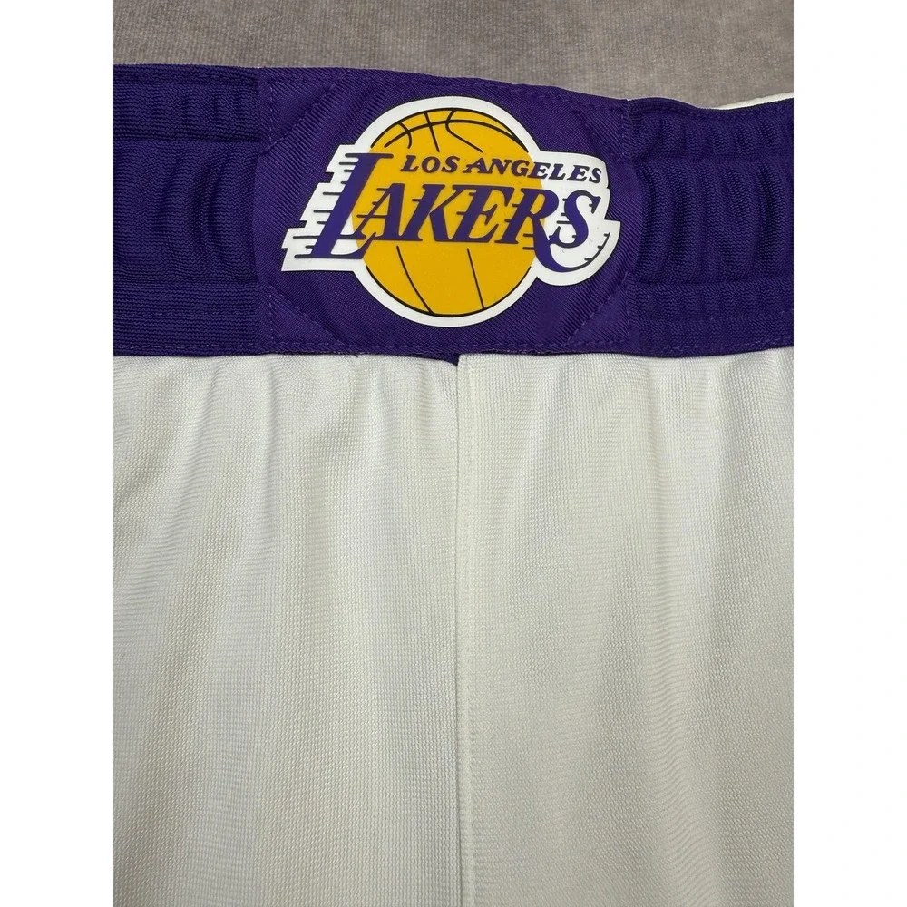 Los Angeles Lakers Shorts Men 48R 3XL White Purple NBA Basketball Nike VaporKnit